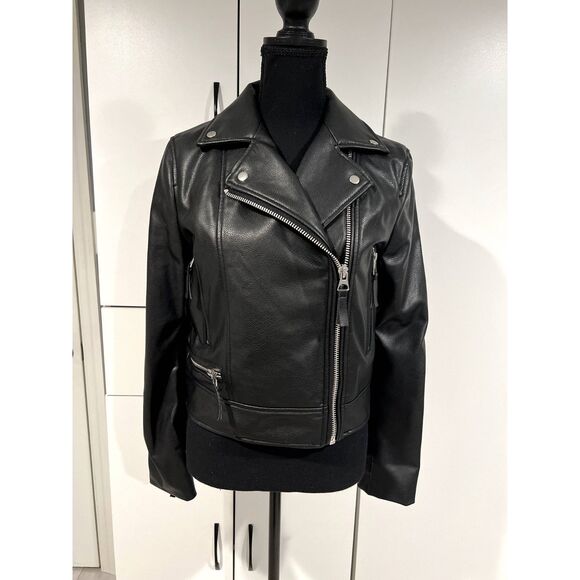 H&M faux leather moto riding jacket . size XS - Picture 2 of 12
